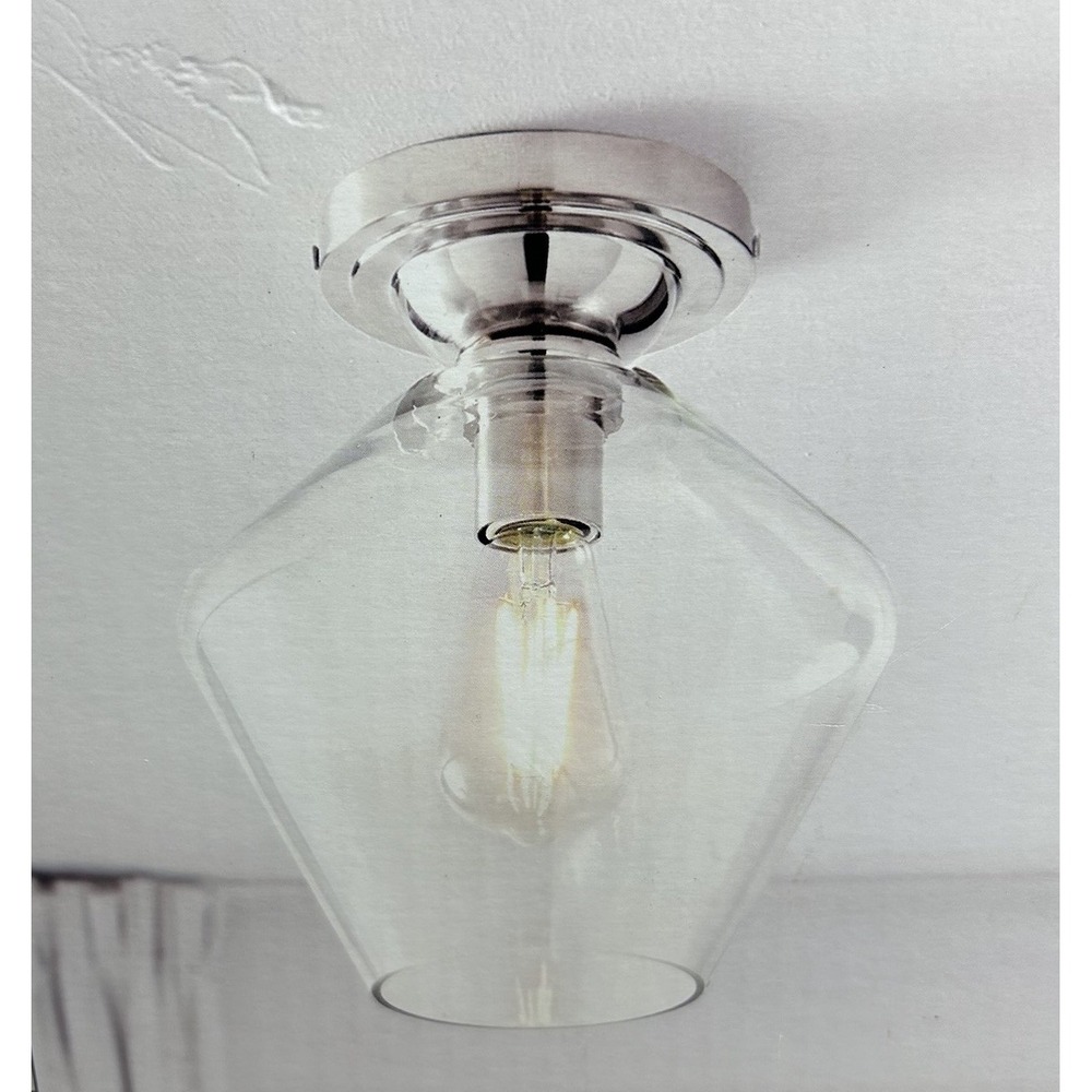 Better Homes & Gardens 9" Farmhouse Satin Nickel Semi Flush Mount Ceiling Light